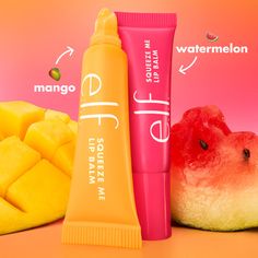 Squeeze Me More Tinted Lip Balm Duo | e.l.f. Cosmetics Lip Routine, Watermelon Lip Balm, Lip Gloss Homemade, Tube Design, Elf Makeup, Perfect Lips