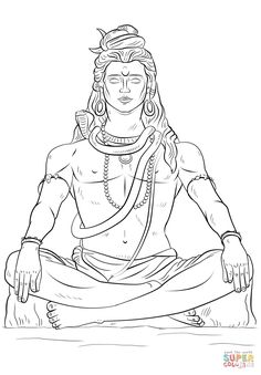 the lord sitting in lotus position coloring page