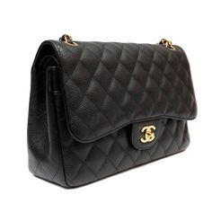 Chanel Black Caviar Jumbo Classic with Gold Hardware