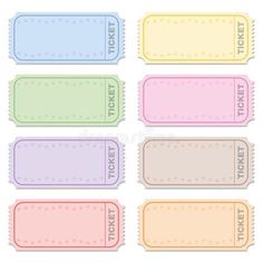 set of pastel colored tickets with the word price on each one side royalty illustration