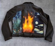 Handpainted acotar jacket Archeron sisters dresser painting  Size: womans small Artistic Hand Painted Outerwear For Fall, Dresser Painting, Archeron Sisters, Fashion Drawing Sketches, Womens Jackets, Night Ideas, Fashion Drawing, Late Night, Drawing Sketches