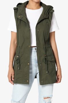 Paislee Loose Fit Utility Vest PLUS Vest Hoodie, Military Vest, Short Maxi Dress, Sleeveless Coat, Utility Vest, Hoodie Vest, Pants Skirt, Vest Coat, Outdoor Fashion