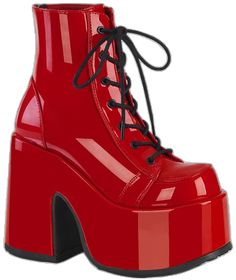 Red Platform Boots, Gothic Closet, Scorpio Fashion, Lizzie Hearts, Demonia Shoes, Red Platform, Attitude Clothing, Striped Shoes, Light Up Shoes