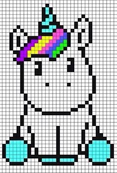 a cross stitch unicorn with a hat on