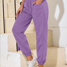 Brand New Never Worn Purple Sweatpants. Just Too Small For Me Now Shein Sweatpants, Purple Sweatpants, Blue Sweatpants, Shein Pants, Fashion Sale, Trendy Tops, Pocket Detail, Affordable Fashion, Fashion Online Shop