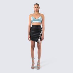 Shawty loves a little reveal-ation 😏 Tease crowds with just the right amount of peek-a-boo 👻 Triangle Halter Top With Tie Back For Night Out, Tie-back Triangle Halter Top For Night Out, Tie Back Triangle Halter Top For Night Out, Triangle Tie Back Halter Top For Night Out, Triangle Tie-back Halter Top For Night Out, Trendy Strappy Halter Top For Night Out, Fitted Strappy Halter Top For Club, Backless Strapped Crop Top For Club, Backless Crop Top With Straps For Club