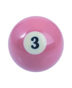 a pink and white pool ball with the number three on it's side, isolated against a white background