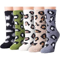 FUZZY SOCKSFuzzy socks for women, cozy socks for women, super soft plush slipper socks. Leopard Print Gifts for Women, Cheetah Print Gifts for Teen Girls.SIZE & PACKINGFuzzy animal socks. One size: fits women shoe size 5-10, the elastic bands at the ankle do not compress your leg, easy to slip on as well as off; 5 Pairs sleeping socks in each plastic bag.QUALITY MATERIALFluffy socks. High Quality Material-pack of fuzzy warm slipper socks women super soft microfiber: 80% polyester, 15% nylon, Comfy Cozy Winter Socks, Cheap Cozy Socks For Women, Cheap Cozy Socks, Fun Fluffy Socks, Sleeping Socks, Leopard Print Gifts, Pet Poems, Fun Non-slip Winter Socks, Outdoor Socks