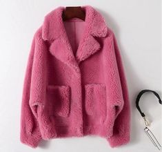 Womens New Fashion Winter Lapel Long Sleeve Loose Faux Lamb Wool Warm Fur Coats Short Fur Coat, Real Fur Coat, Wool Coat Women, Open When, Fur Coats Women, Fur Coats, Fashion Winter, Fur Fashion, Shearling Jacket