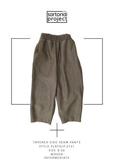 The Plato Pant cover image Cotton Pants Sewing Pattern, Sewing Patterns Menswear, Linen Pant Sewing Pattern, Zero Waste Trousers Pattern, Zero Waste Sewing Patterns, Pants Sewing Pattern Free, Tailored Pants Sewing Pattern, Loose Pants Pattern, Fabric For Pants