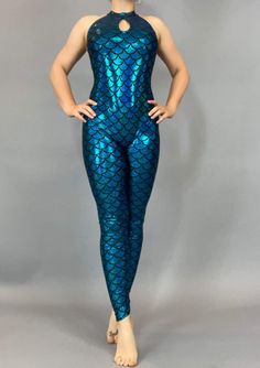 Bodysuit Catsuit Costume for gymnasts Circus Dancers Blue Mermaid print. Perfect fit Aerial silk outfit, Elegant open back with very strong Snap buttons on the back of the neck. Fabric -holographic lycra/spandex Strong, medium thick , High quality 4 way stretch. Very comfortable , soft and flexible. Shiny on the outside , black mat on the inside. Pick your color fabric and send me a message with picture of fabric you like for this suit. Pick your size using this basic scale : XSmall: Fits women Stretch Full Length Leotard, Blue Stretch Unitard For Swimming, Blue High Stretch Bodysuit For Swimming, Stretch Backless Leotard For Dancewear, Backless Stretch Leotard For Dancewear, High Stretch Blue Bodysuit For Swimming, High Stretch Blue Unitard For Swimming, Fitted Backless Leotard For Swimming, High Stretch Blue Bodysuit For Party