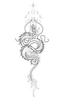 a dragon tattoo design on the back of a woman's body, with her eyes closed