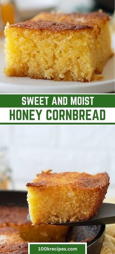 Sweet and moist honey cornbread with crispy edges, baked in a cast-iron skillet! Ready in 30 minutes, this easy recipe uses simple ingredients like cornmeal and honey for the perfect buttery cornbread. #HoneyCornbread #CastIronCornbread #EasyCornbreadRecipe