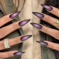 #affiliate #ad press on nails, nail art inspo, aura nail art black purple, february nail ideas Almond Manicure, Nails Goth, Unghie Sfumate, Aura Nails, Witch Nails, Black Acrylic Nails, Nagel Tips, Purple Nail