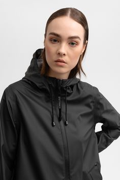 Mosebacke Lightweight Zip Raincoat Black | STUTTERHEIM US London Vacation, Raincoats For Women, Waterproof Fabric, Dark Denim, Welt Pocket, Stockholm, Parka, Jackets For Women, London