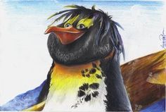 a drawing of a bird with an angry look on it's face and neck