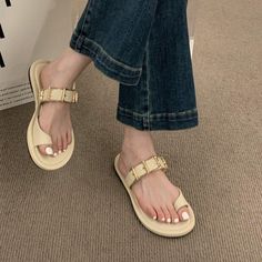 Shipping: Worldwide Express Shipping AvailableDelivery time: 7-15Days Fast ShippingReturns: Fast refund, 100% Money Back Guarantee.SPECIFICATIONSBrand Name: NoEnName_NullShoes Type: basicApplicable Place: indoorUpper Material: PUHeel Height: Med (3cm-5cm)Origin: Mainland ChinaCN: ZhejiangSeason: SummerHeel Type: Flat withItem Type: slippersModel Number: women slippersFashion Element: ShallowDepartment Name: ADULTOutsole Material: RUBBERWith Platforms: NoStyle: LEISUREInsole Material: RUBBERPatte Toe Loop Sandals, Dark Academia Clothes, Soft Girl Clothes, Shoes Ladies, Taking Photos, Slides Shoes, Sandals Flip Flops, Beach Shoes, Trendy Fashion Women