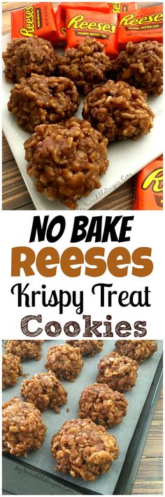 no bake reeses krispy treat cookies