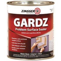 a can of gardz water based surface sealer with the words, problem