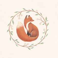 an image of a fox sitting in a circle