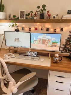 Gaming Desk Decor, Desk Decor Ideas, Cozy Desk, Gamer Room Decor, Cozy Home Office, Office Room Decor, Study Room Decor, Cozy Room Decor, Dream Room Inspiration