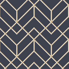 an abstract geometric design with gold lines on a dark blue background, suitable for wallpaper or fabric