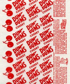 the cherry jams sticker sheet is shown in red and white, with words on it