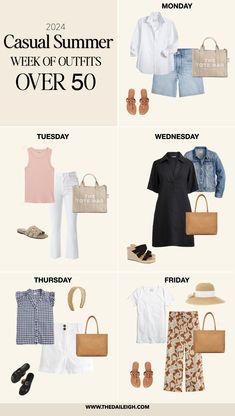 Summer Outfits for Women Over 50, What To Wear in Summer 2024 Over 50 Weekend Casual Outfits For Women, Summer Wardrobe 2024, French Summer Outfits, Hayman Island, Wardrobe For Women, Clothes For Women Over 50, Travel Capsule