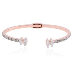 Natural SI/H Marquise Diamond Cuff Bangle Bracelet 14k Rose Gold 2.00 Ct. Diamond Wedding Anniversary Gifts, Diamond Birthday, Diamond Wedding Anniversary, Diamond Cuff Bracelet, Diamond Earrings Design, Bracelet Diamond, Jewelry Details, Cuff Bangle Bracelet, Adjustable Bangle