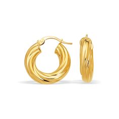 Buy LOVCIA Luxury Classic 14k Yellow Gold Twisted Hoop Earrings Twist Hoop Earrings, Earrings Big, Chunky Earrings, Earrings Diamond, Handmade Ideas, Earrings Large, Earring Crafts, Snap Back, Fine Earrings