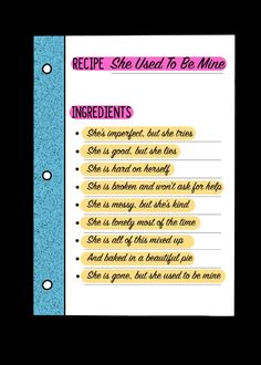 recipe sheet used to be mine with instructions on how to use it in the kitchen