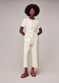 Short Sleeve Denim Jumpsuit, Ivory Jumpsuit, Cotton Jumpsuit, Short Sleeve Jumpsuits, Straw Bags, White Jumpsuit, Petite Jeans, White Trainers, Black Shirt Dress