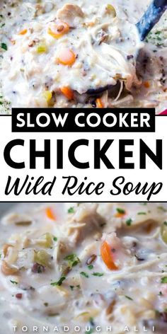 slow cooker chicken wild rice soup with carrots and celery