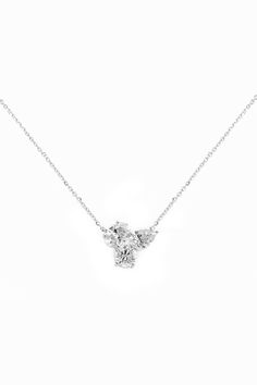 4.12 Cut Tennis Three Stone Diamond Necklace | eBay Fine Jewelry White Gold Large Pendant, White Gold Necklace With Large Pendant For Anniversary, White Gold Large Pendant Fine Jewelry, Fine Jewelry Large Pendant In White Gold, Luxury Large Pendant Necklace For Anniversary, Refined Sterling Silver Necklace With Diamond Cut, Refined Sterling Silver Diamond Cut Necklace, White Gold Necklace With Large Flower Pendant, Luxury White Gold Necklace With Large Flower Pendant