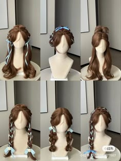 Lunar New Year Hairstyle, Kpop Idol Hairstyles, Hairstyle With Ribbon, Hairstyles Japanese, Kawaii Hair