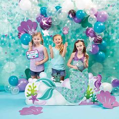 Mermaid Sparkle Tail Photo Booth Life-Size Cardboard Cutout Stand-Up | Oriental Trading Mermaid Cutout Photo Prop, Mermaid Booth Ideas, Mermaid Photo Booth, Mermaid Party Backdrop, Cheap Birthday Decorations, Mermaid Photo Props, Mermaid Decorations, Diy Mermaid Tail, Photo Station