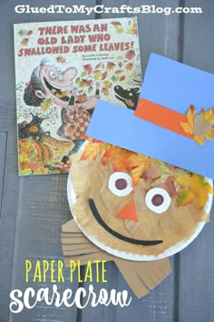 paper plate scarecrow craft for kids to make with the book there was an old man who swallowed some leaves