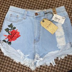 Newwwww Chic Blue Jean Shorts For Spring, Vibrant Blue, Outfits Ideas, Shopping List, Jean Shorts, Summer Outfits, Color Blue, Womens Shorts, Embroidery