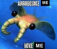 an image of a fish with words above it that say, appreciate me love me