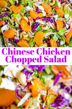 this chinese chopped salad is loaded with carrots, cabbage and chicken