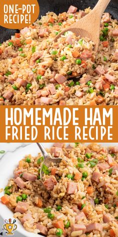 one pot ham fried rice recipe in a skillet