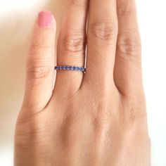 Blue Sapphire Eternity Band, Sapphire Eternity Band, Attracting Abundance, Sapphire Wedding Band, Stackable Bands, Eternity Band, Eternity Bands, Earring Necklace, Delicate Bracelet