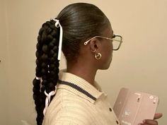 Ribbon Hairstyle 4c Hair, Girly Hair Accessories, Ribbon Hairstyle Black Women, Braids With Bows Black Women, Curly Hairstyles With Ribbon, Curly Protective Styles, Unique Black Hairstyles, Braids With Bows