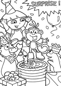 the birthday cake is ready to be eaten for kids coloring pages, coloring sheets, and more