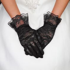 Edwardian Lace Wrist Gloves in Black Azure Dress, Titanic Dress, Black Lace Gloves, Wrist Gloves, Flapper Style Dresses, Elegant Gloves, Art Deco Dress, Tea Party Dress, Lace Gloves