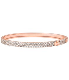 From Michael Kors, this bracelet features:bangle braceletSterling silver or 14k gold platedPolished finishCubic zirconia stonesPush button closureApprox. 59mm L x 49mm WImported. Cubic Zirconia Bangle Bracelet With Polished Finish, Michael Kors Rose Gold Jewelry For Formal Occasions, Classic Round Michael Kors Jewelry, Rose Gold-plated Bangle Bracelet, Michael Kors Formal Metal Jewelry, Michael Kors Classic Yellow Gold Jewelry, Elegant Michael Kors Metal Jewelry, Michael Kors Rose Gold Jewelry With Metal Dial, Dillard's