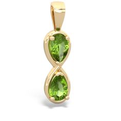 This infinity pendant features a  pear-cut peridot and . Set in timeless 14K Yellow Gold, it can become a keepsake to be handed down from generation to generation. "To see a world in a grain of sand and heaven in a wild flower, hold infinity in the palm of your hand and eternity in an hour." -William Blake. Chain not included. Pink Tourmaline Jewelry, Pink Sapphire Jewelry, White Topaz Necklace, Smoky Quartz Jewelry, White Topaz Earrings, Smoky Quartz Necklace, Pink Sapphire Earrings, Blue Topaz Jewelry, Infinity Pendant