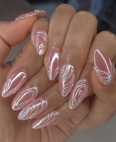 On Wednesdays we wear Pink 💖🪞 Ya’ll love my 3D Chromes, gotta do one in pink 🙈 #nailinspo #3dnails #naildesign #3dchromenails #chromenails #iridiscentnails #pinknails #apresgelx #gelxnails #gelxinspo #almondnails #elegantnails #nails2inspire #trendynails #cutenails #demure Chrome Fairy Nails, Glinda Inspired Nails, Glinda Nails Wicked, Wicked Themed Nails, Wicked Nail Designs, Demure Nails, Disco Nails