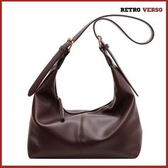 Sac à main marron style hobo des années 40 - Retro Verso Inspi Outfit, Soft Leather Handbags, 70’s Fashion, Vintage Crossbody Bag, Purses For Women, Handbags And Purses, Retro Mode, Crossbody Bags For Women, Vintage Purse