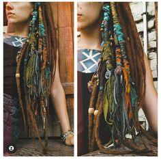 Decorated Dreadlocks, Yarn Dreadlocks, Fairy Locs, Dreadlocks Diy, White Girl Dreads, Hippie Dreads, Dread Hair Extensions